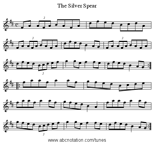 The Silver Spear - staff notation