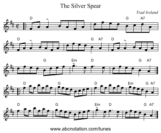 The Silver Spear - staff notation