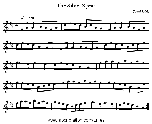 The Silver Spear - staff notation