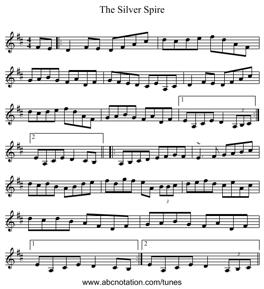 The Silver Spire - staff notation