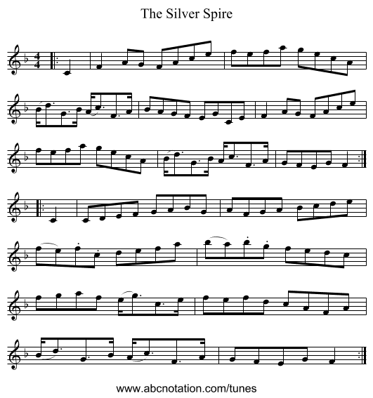 The Silver Spire - staff notation