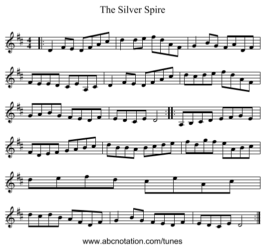 The Silver Spire - staff notation
