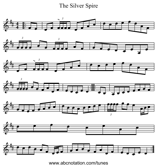 The Silver Spire - staff notation