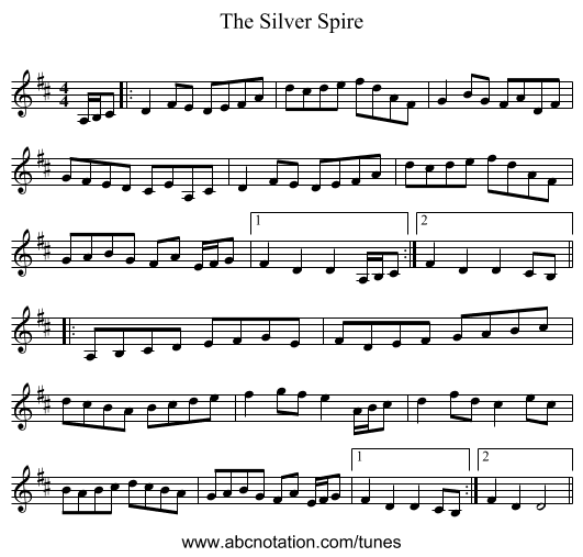 The Silver Spire - staff notation