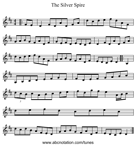 The Silver Spire - staff notation