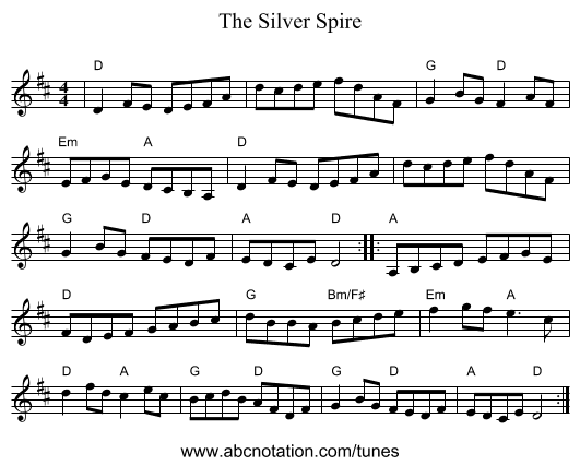 The Silver Spire - staff notation