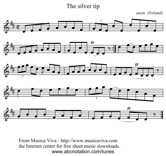 The silver tip - staff notation