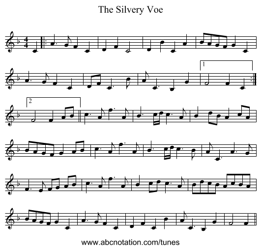 The Silvery Voe - staff notation