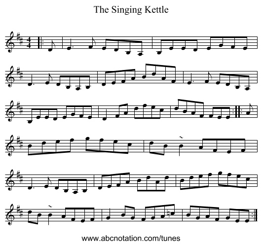 The Singing Kettle - staff notation