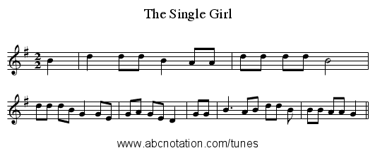 The Single Girl - staff notation