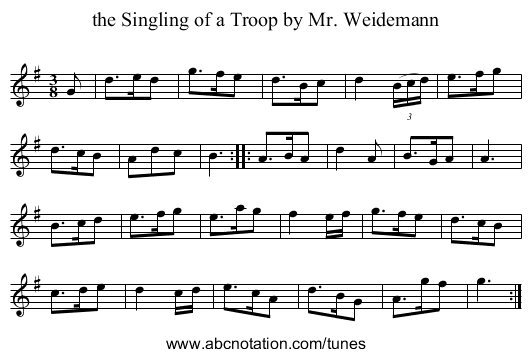 the Singling of a Troop by Mr. Weidemann - staff notation