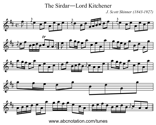 The Sirdar—Lord Kitchener - staff notation