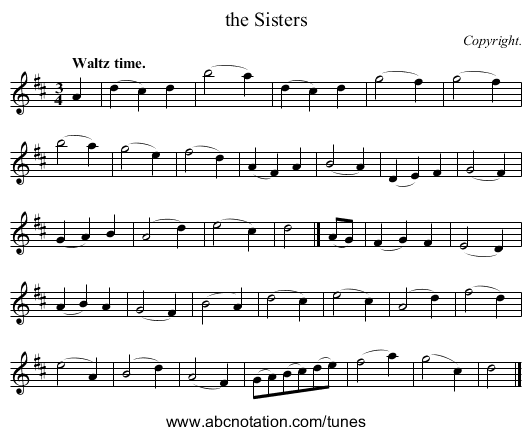 the Sisters - staff notation
