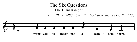 The Six Questions - staff notation