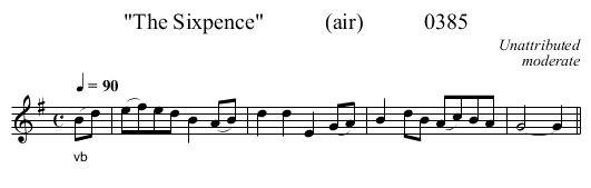 The Sixpence           (air)           0385 - staff notation