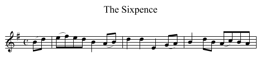 The Sixpence - staff notation