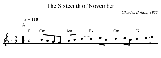 The Sixteenth of November - staff notation