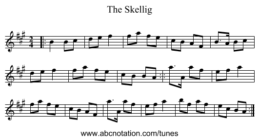 The Skellig - staff notation