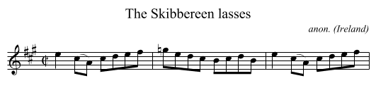 The Skibbereen lasses - staff notation