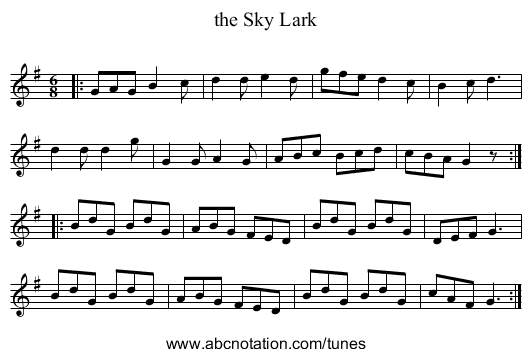 the Sky Lark - staff notation