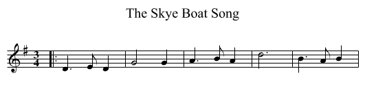 The Skye Boat Song - staff notation