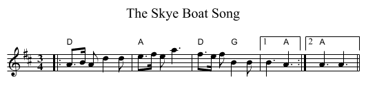The Skye Boat Song - staff notation