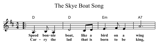 The Skye Boat Song - staff notation