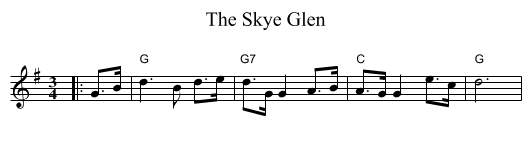The Skye Glen - staff notation