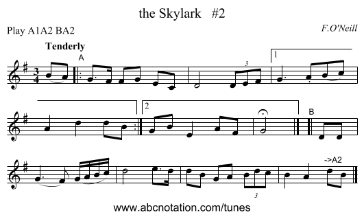 the Skylark   #2 - staff notation