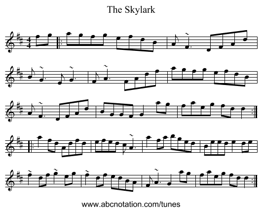 The Skylark - staff notation