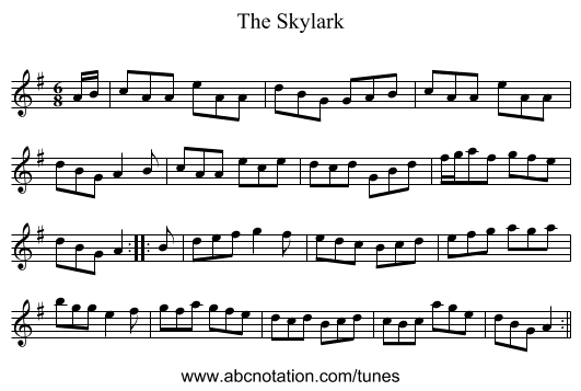 The Skylark - staff notation