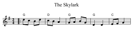 The Skylark - staff notation