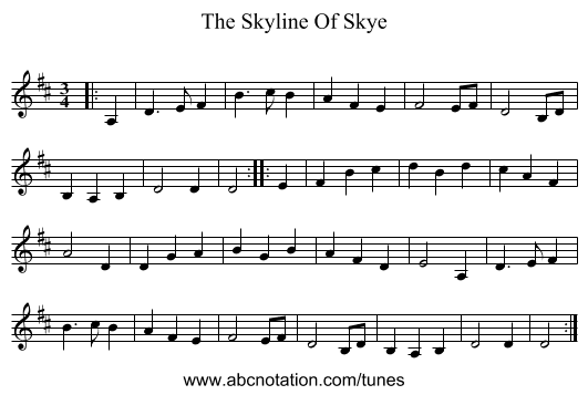 The Skyline Of Skye - staff notation