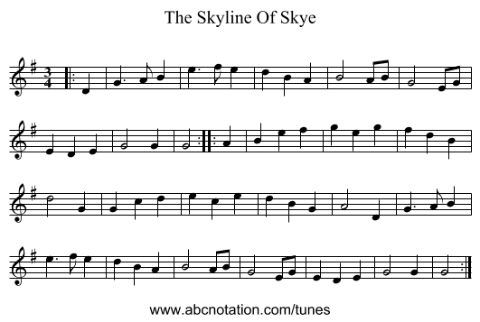 The Skyline Of Skye - staff notation