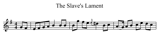 The Slave's Lament - staff notation