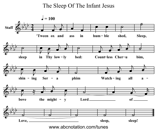 The Sleep Of The Infant Jesus - staff notation