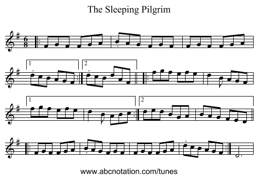 The Sleeping Pilgrim - staff notation