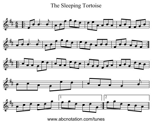 The Sleeping Tortoise - staff notation