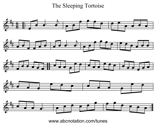 The Sleeping Tortoise - staff notation