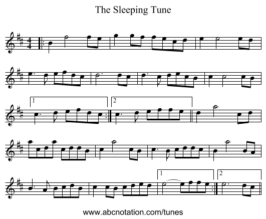 The Sleeping Tune - staff notation