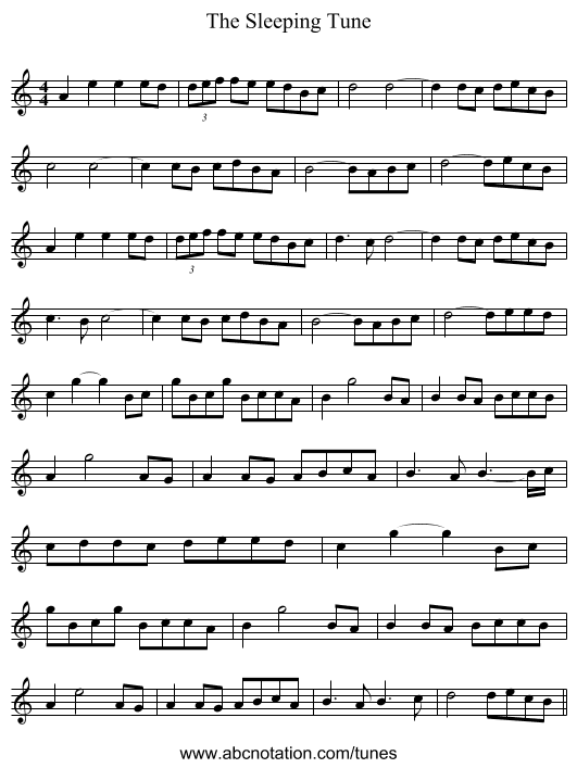 The Sleeping Tune - staff notation
