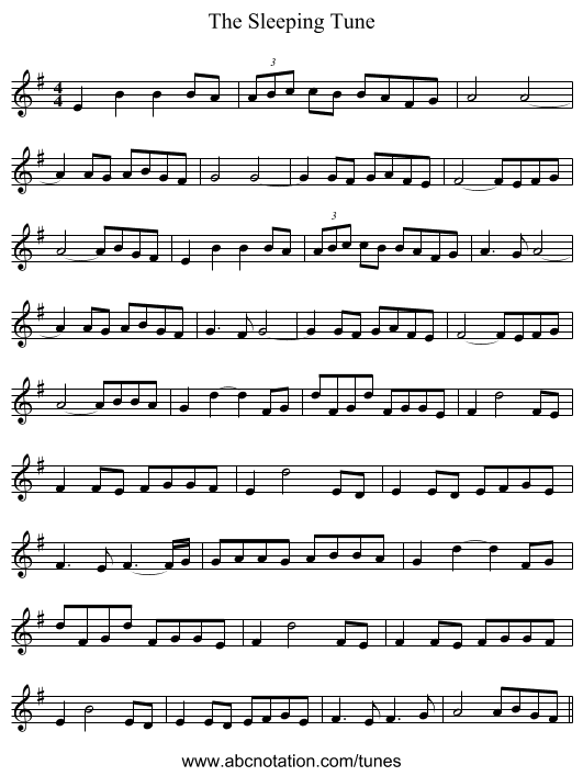 The Sleeping Tune - staff notation