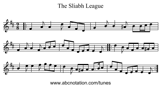 The Sliabh League - staff notation