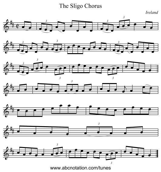 The Sligo Chorus - staff notation