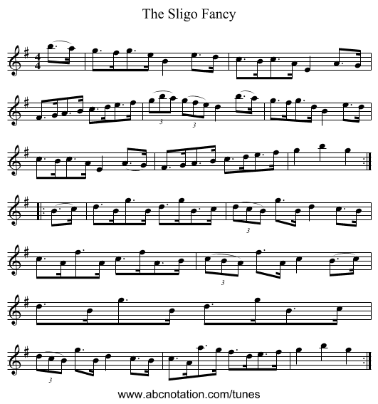 The Sligo Fancy - staff notation