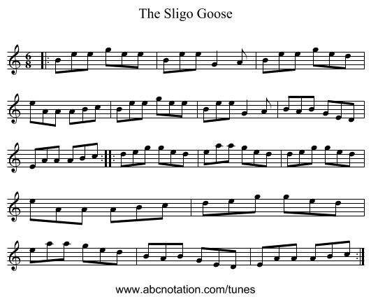 The Sligo Goose - staff notation
