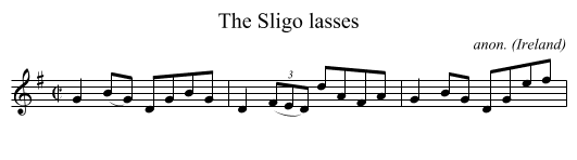 The Sligo lasses - staff notation
