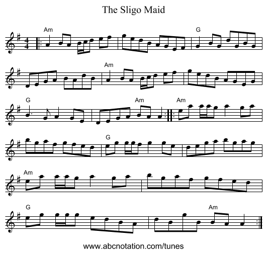 The Sligo Maid - staff notation