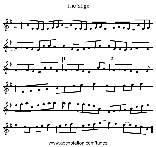 The Sligo - staff notation