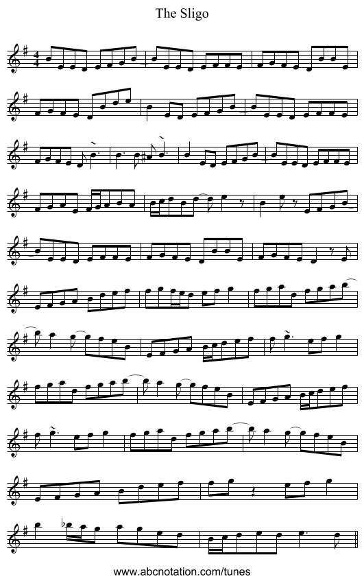 The Sligo - staff notation